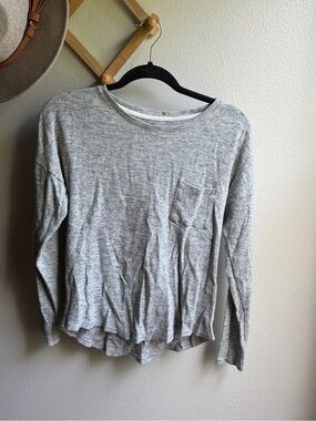 CJLA Women’s Lightweight Long-Sleeve gray Pocket waffle top